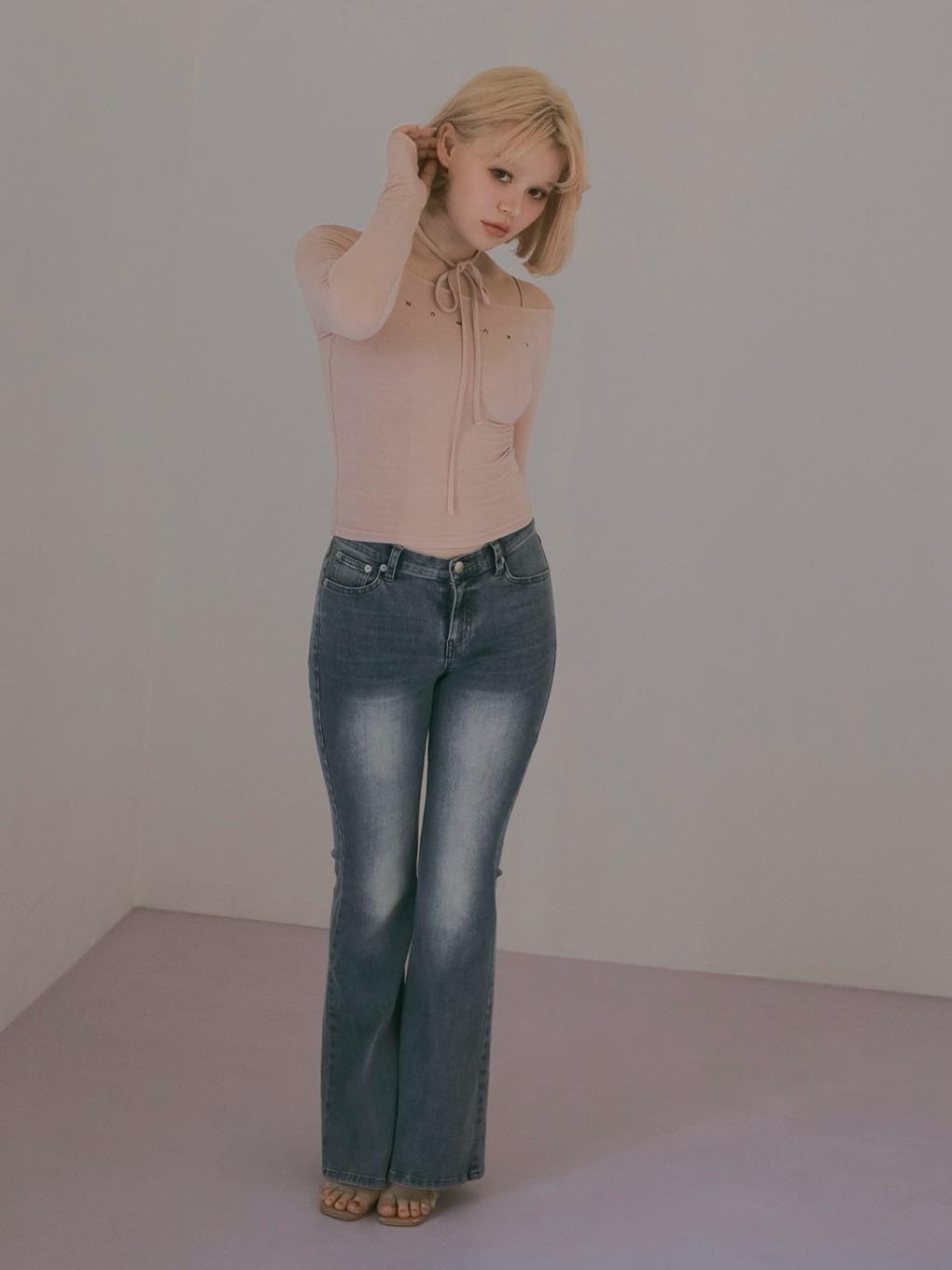 ANDMARY】Heart hip flare denim