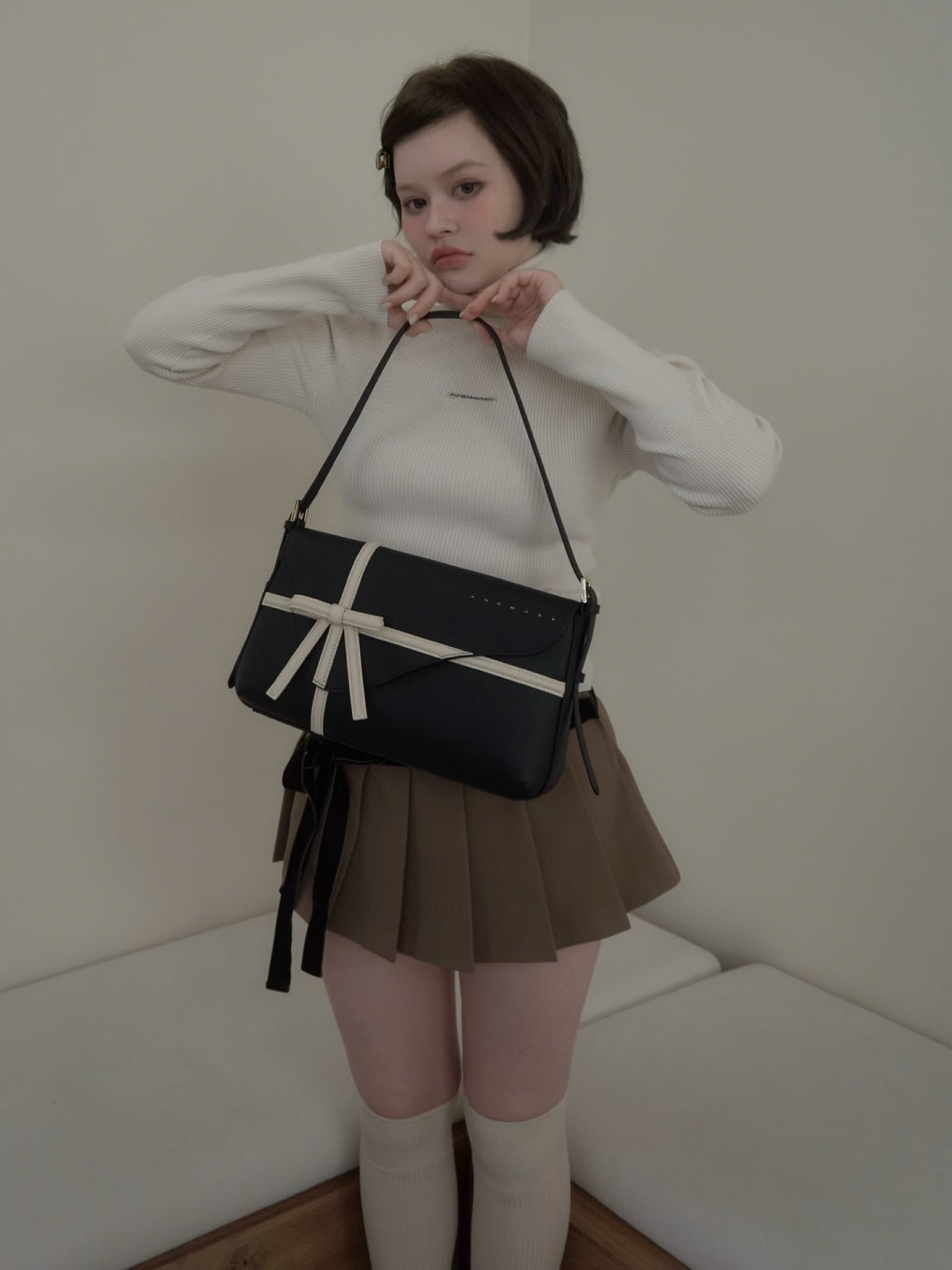 ANDMARY】Valentine ribbon leather bag