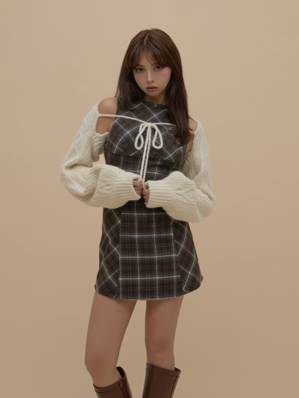 ANDMARY】Mimi check set mini dress