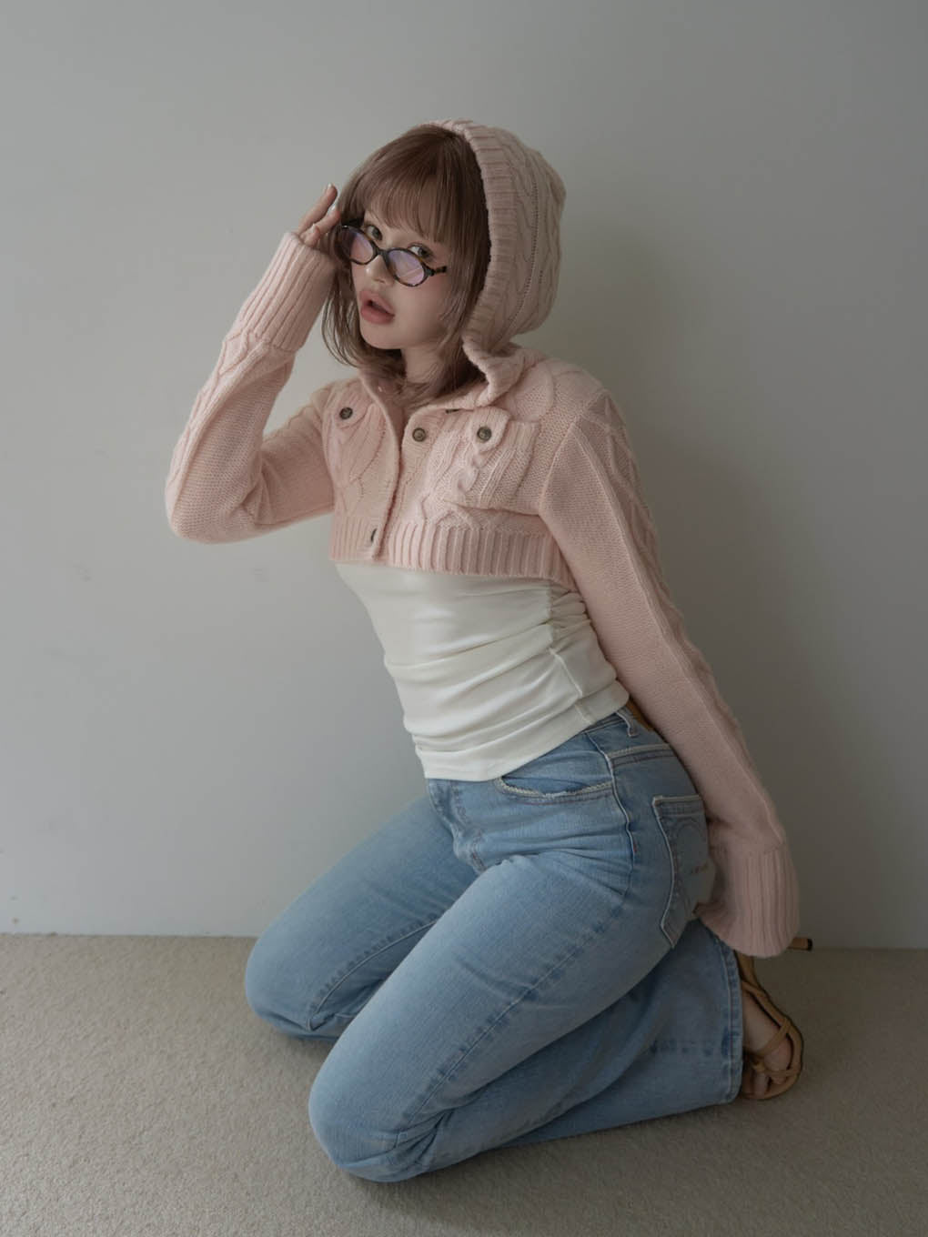 ANDMARY】Mary logo cable knit set