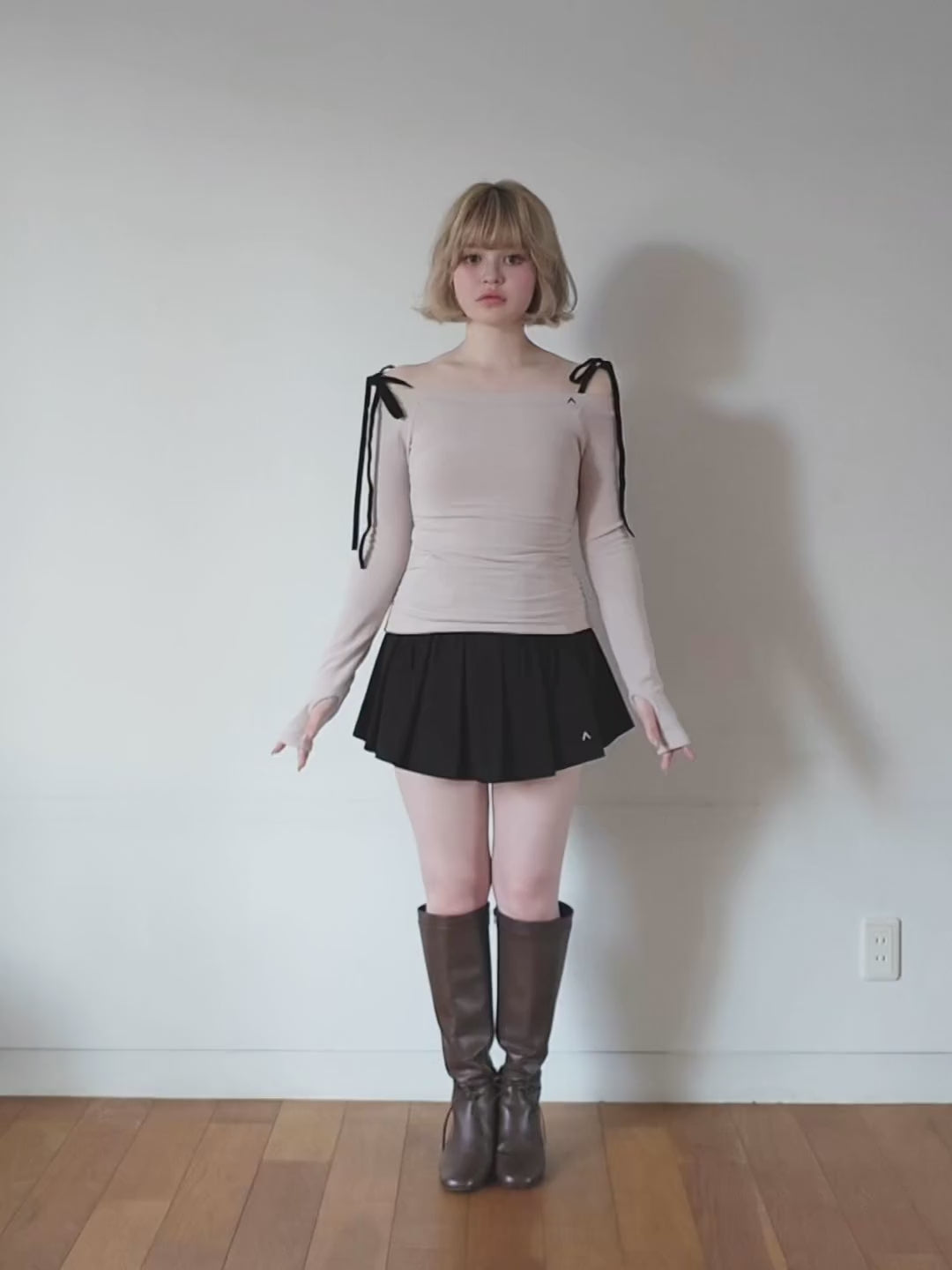 Velour ribbon tops