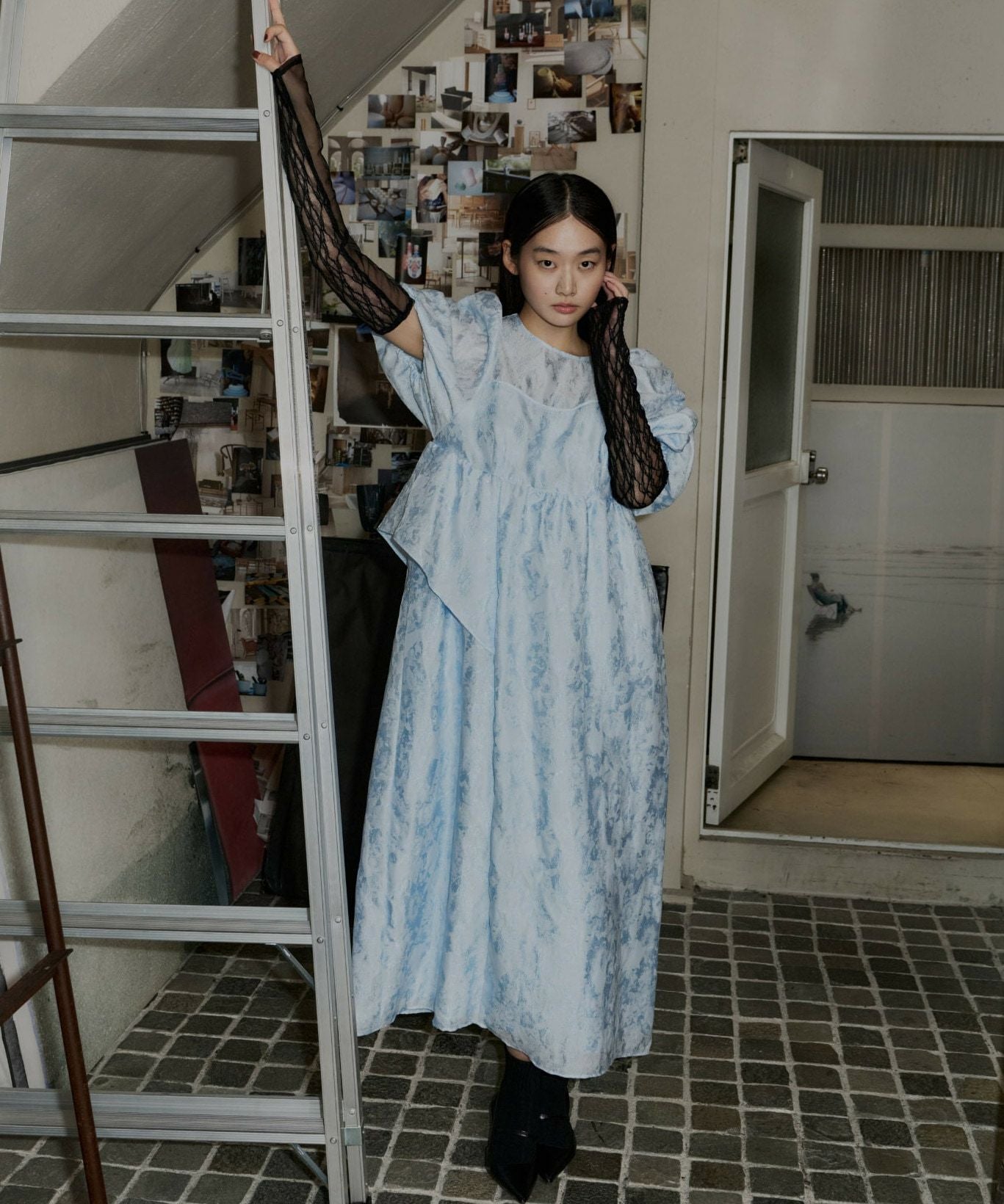 bubble sleeve jacquard dress レビュー | ANDRESD
