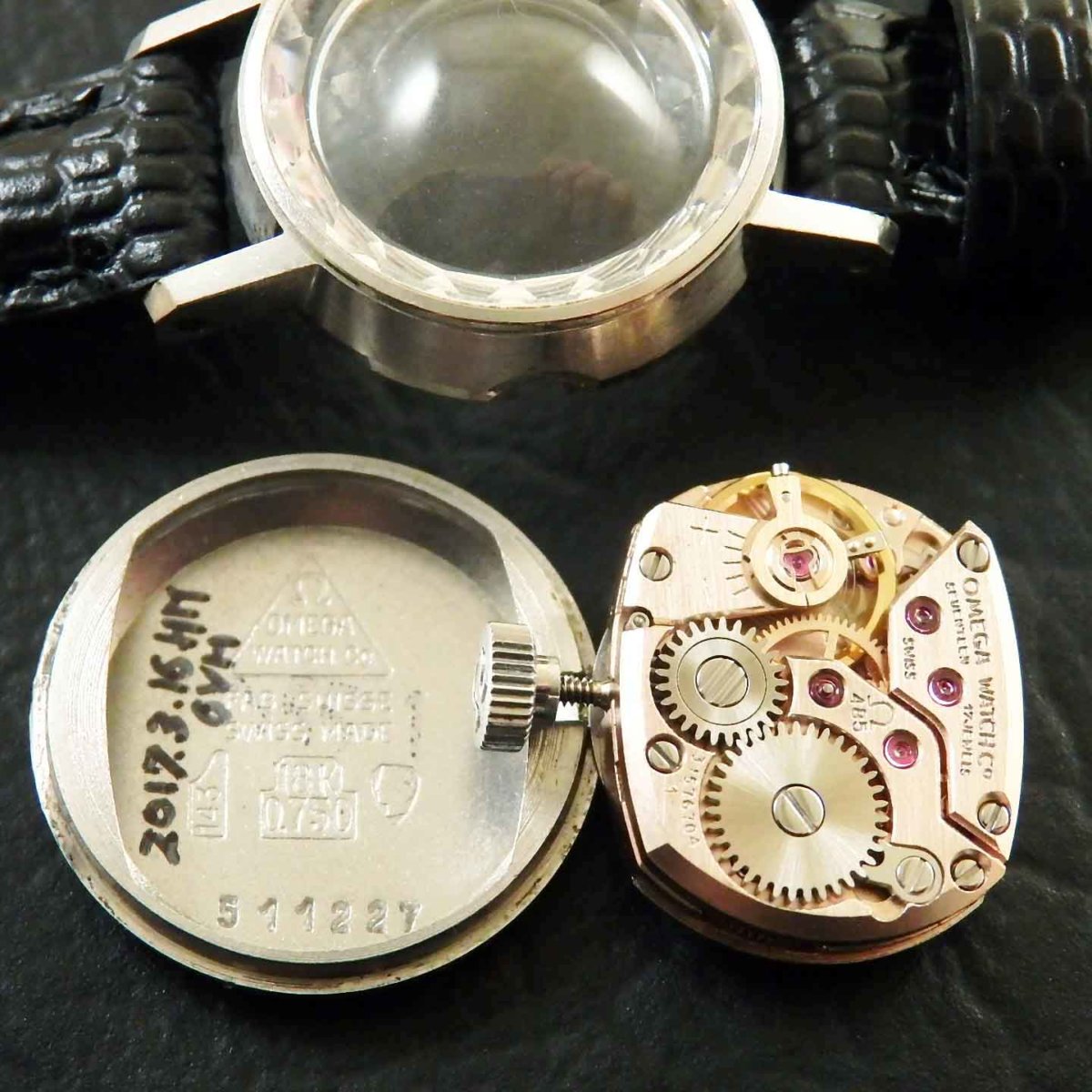 OMEGA/オメガ 18金無垢/18KWG レディース時計 カットガラス シルバー