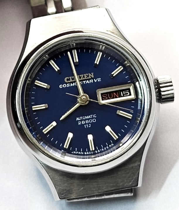 シチズン・コスモスターV2・婦人用自動巻き・濃い青文字板・オリジナル
