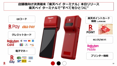 楽天ペイ、スマホのような店舗向けオールインワン決済端末 - Impress Watch