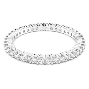 Matrix Vittore ring, Round cut, White, Silver-tone finish | Swarovski