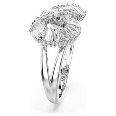 Hyperbola cocktail ring, Infinity, White, Rhodium plated | Swarovski