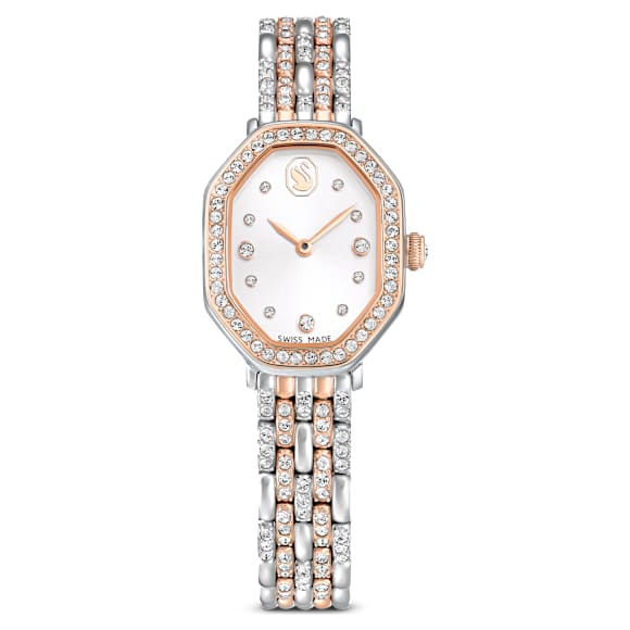 Dextera octagon watch, Swiss Made, Metal bracelet, Silver tone