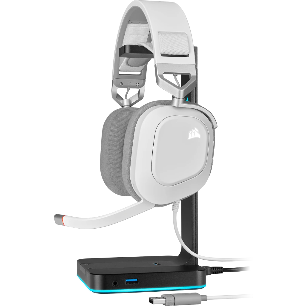 HS80 RGB USB 有線ゲーミングヘッドセット — ホワイト