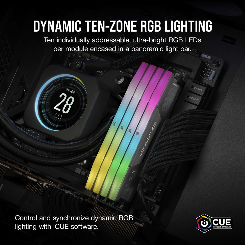 VENGEANCE® RGB 64GB (2x32GB) DDR5 DRAM 5600MT/s CL40 AMD EXPO