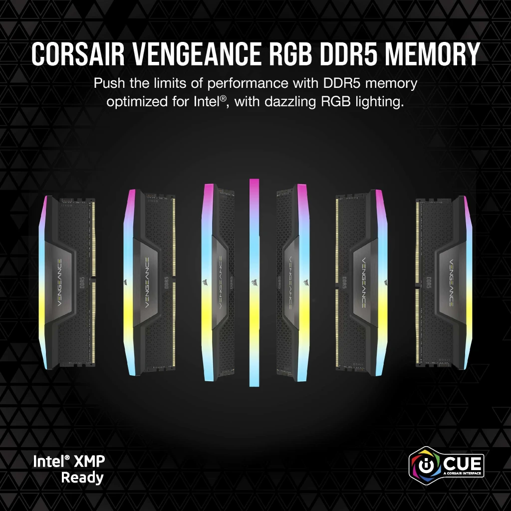VENGEANCE® RGB 32GB (2x16GB) DDR5 DRAM 7200MHz C34 Memory Kit — Black