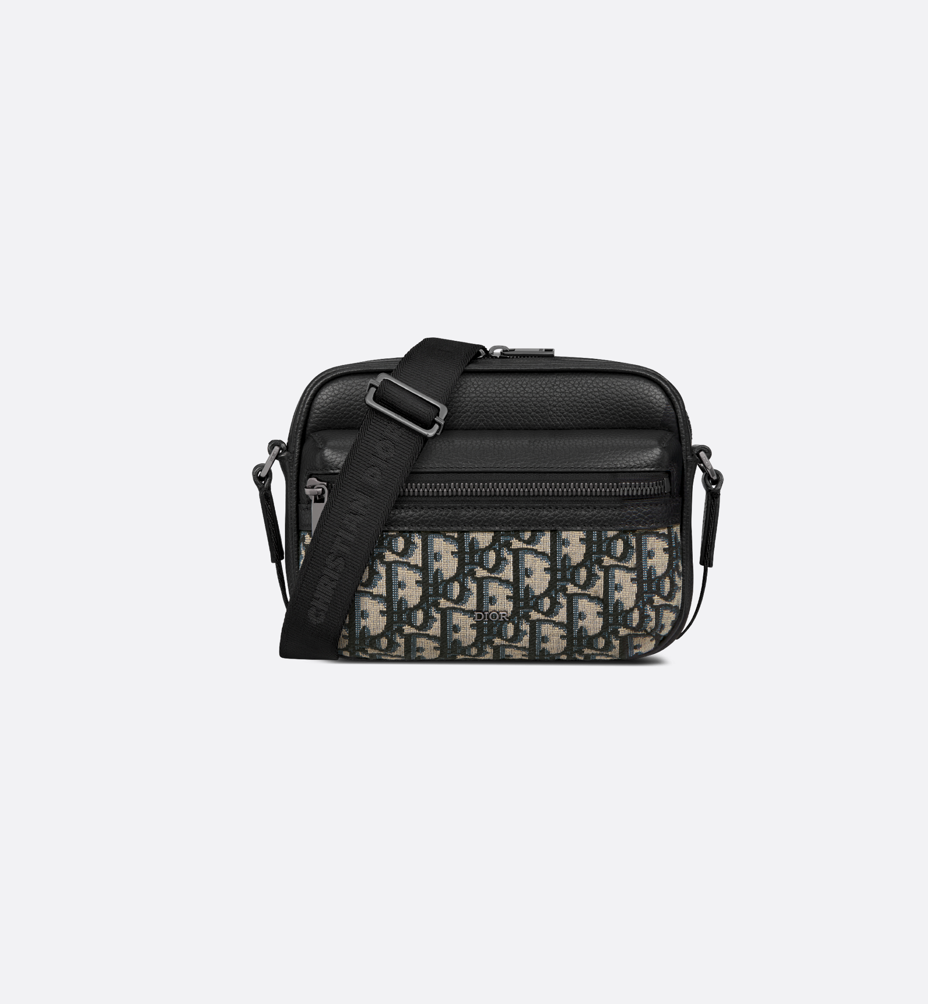 Mini Rider 2.0 Zipped Messenger Bag Beige and Black Dior Oblique