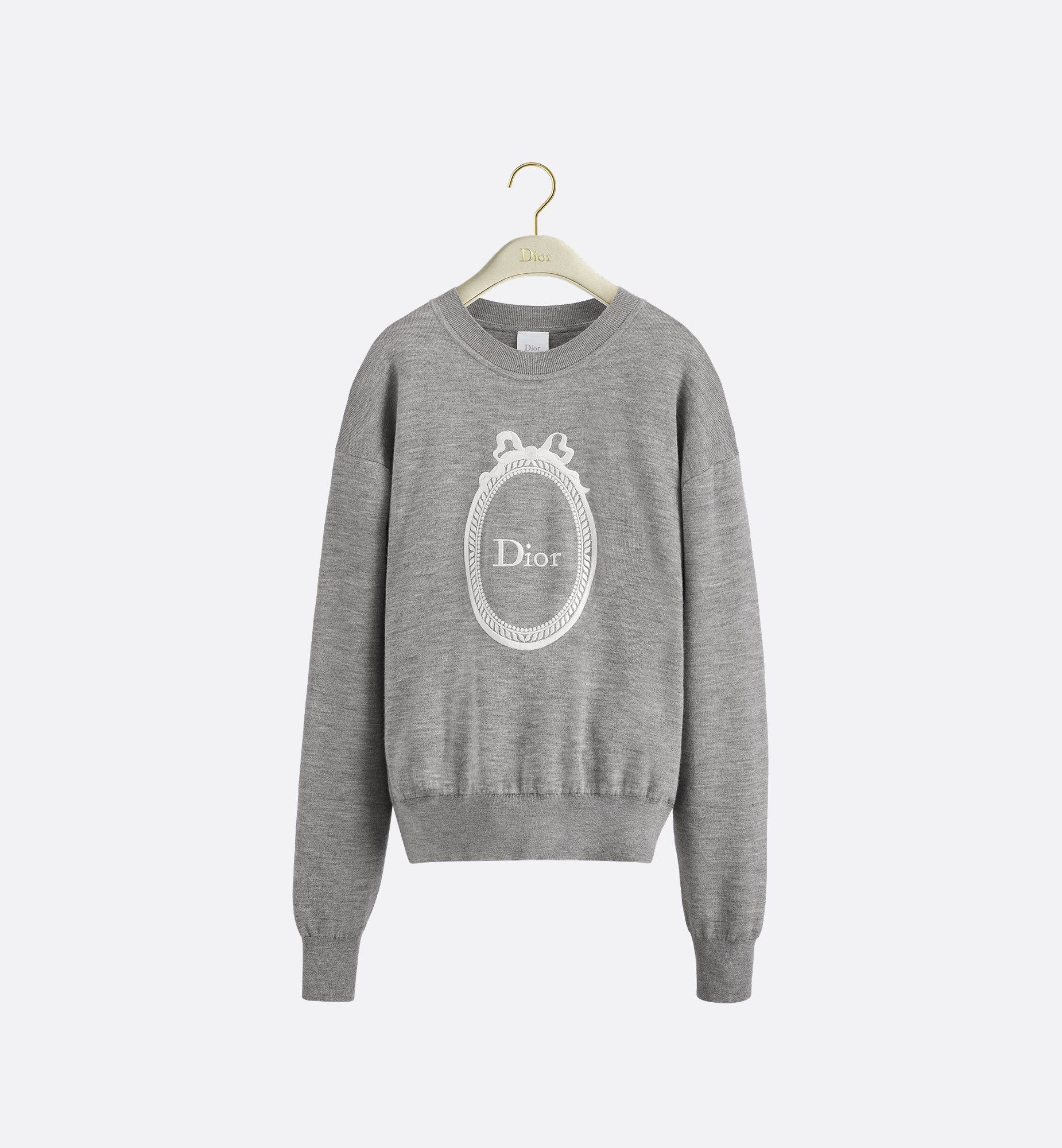 Dior Médaillon Embroidered Sweater Gray Wool-Blend Knit | DIOR