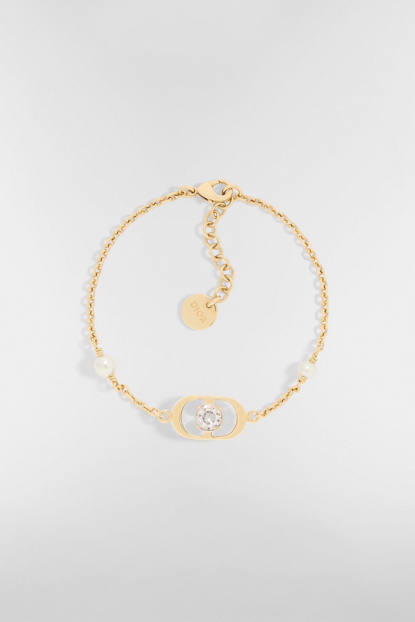 CD Navy Bracelet Gold-Finish Metal and White Resin Pearl | DIOR