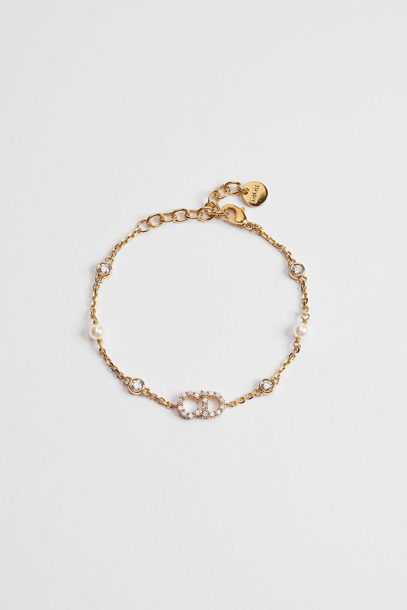 Clair D Lune Bracelet Gold-Finish Metal, White Resin Pearls and