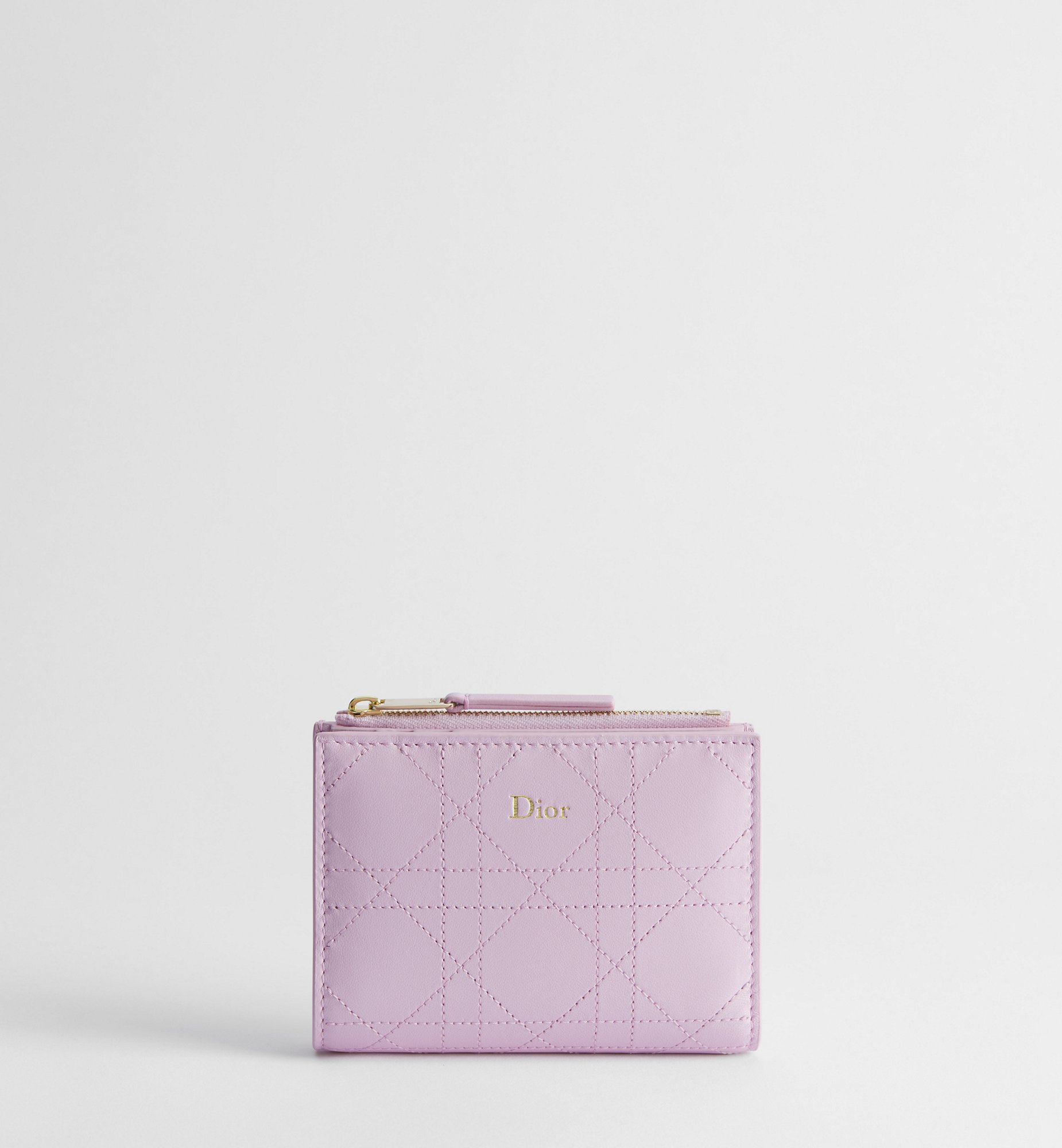 Dior Trianon Dahlia Wallet Black Flat Cannage Lambskin | DIOR