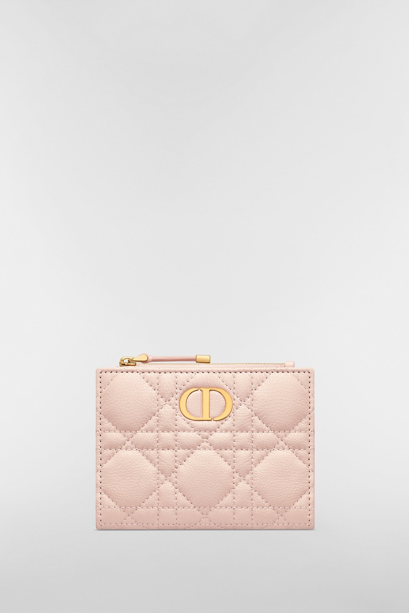Dior Caro Freesia Card Holder Pearlescent Pink Macrocannage