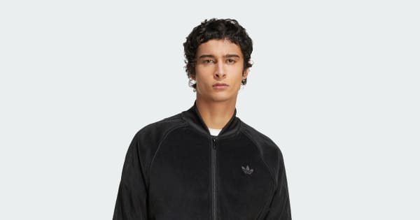 adidas SST Adicolor Velour Track Top - Black | Free Shipping with