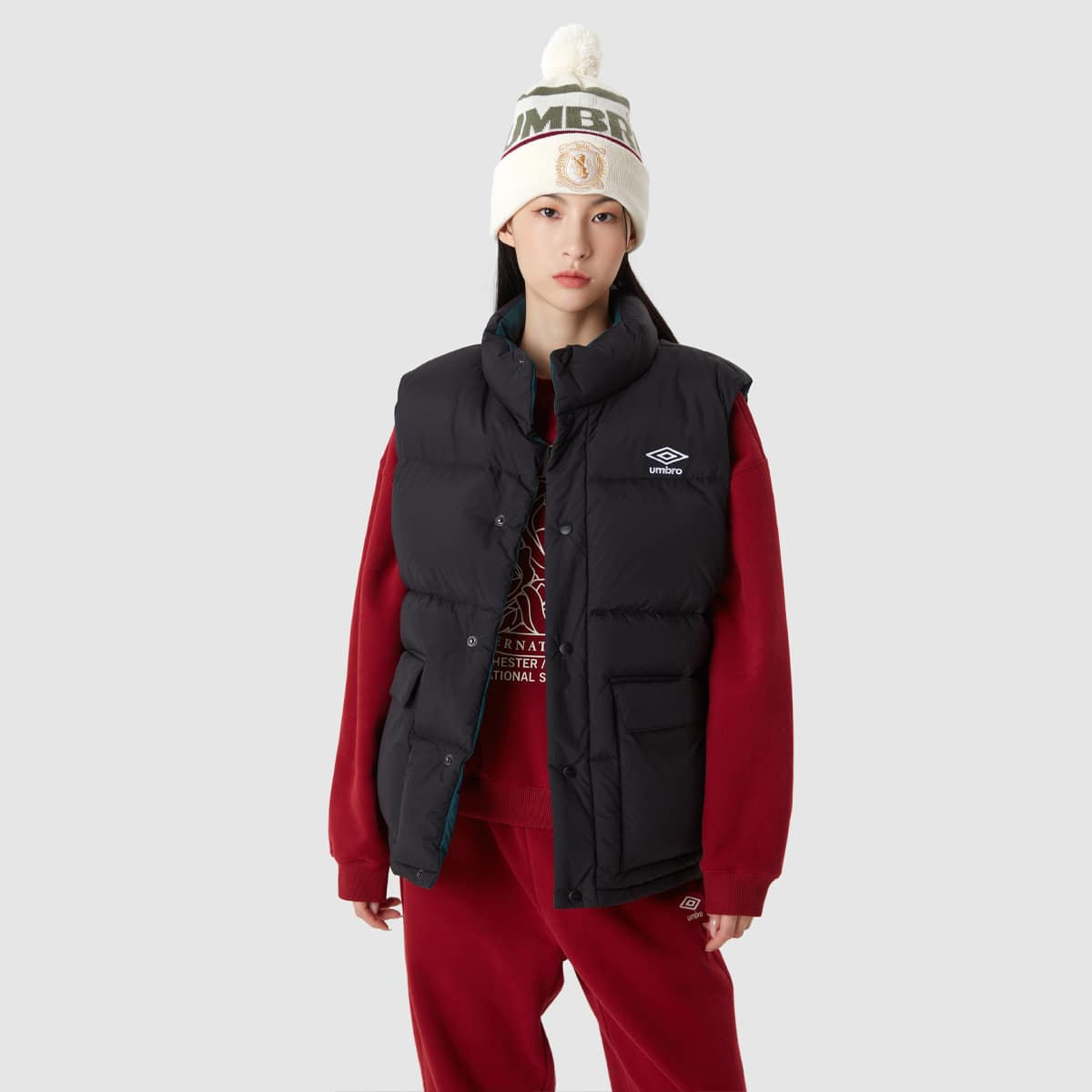 UMBRO REVERSIBLE DOWN VEST ブラック/グリーン 23HO-S（アンブロ