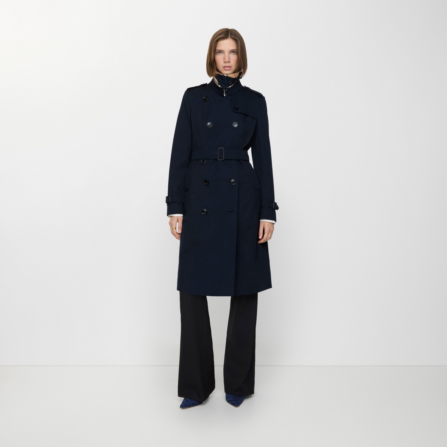 Long Chelsea Heritage Trench Coat in Coal blue - Women, Cotton