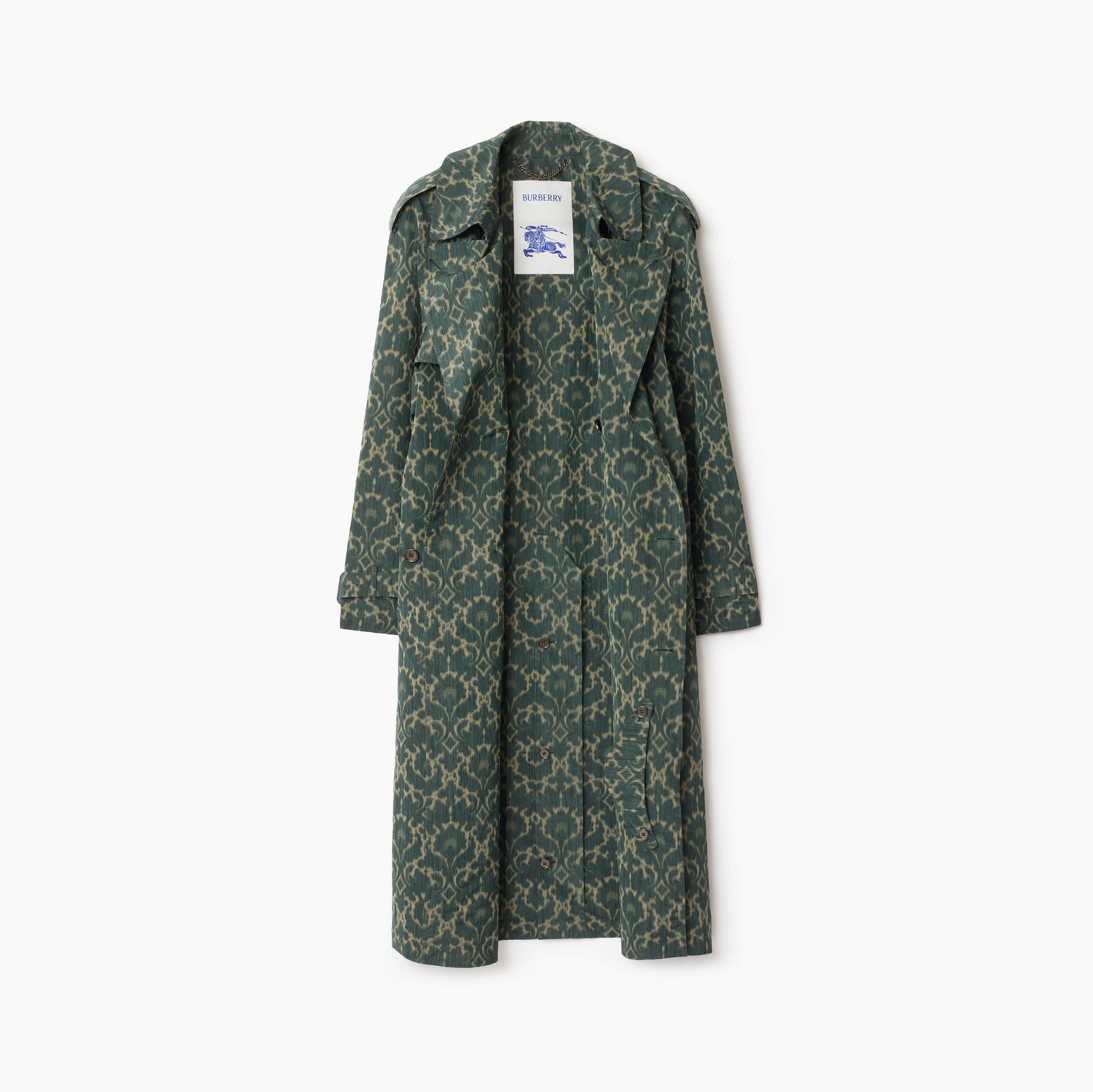 Long Baroque Viscose Blend Trench Coat in Vine green - Men