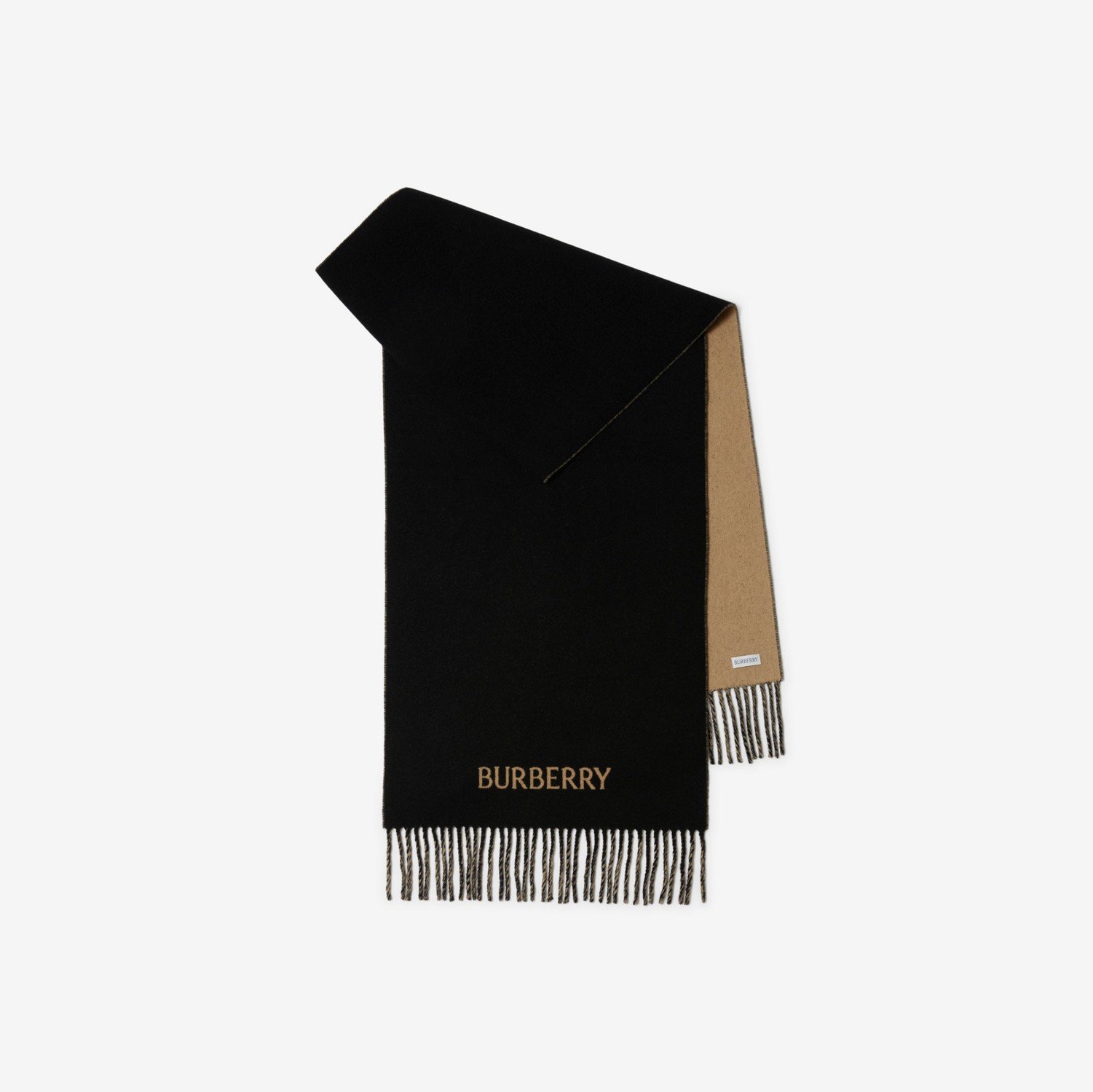 リバーシブル EKD カシミアスカーフ (キャメル／ブラック) | Burberry