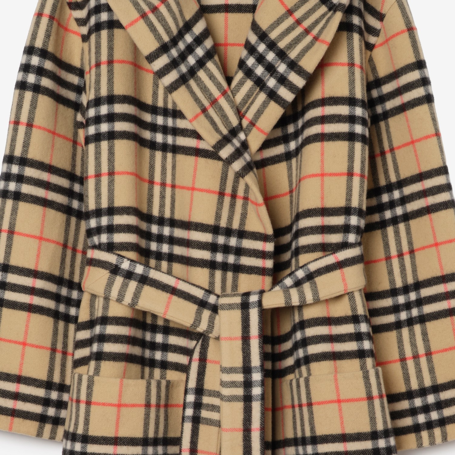 Check Wool Cashmere Robe in Sand beige | Burberry® Official