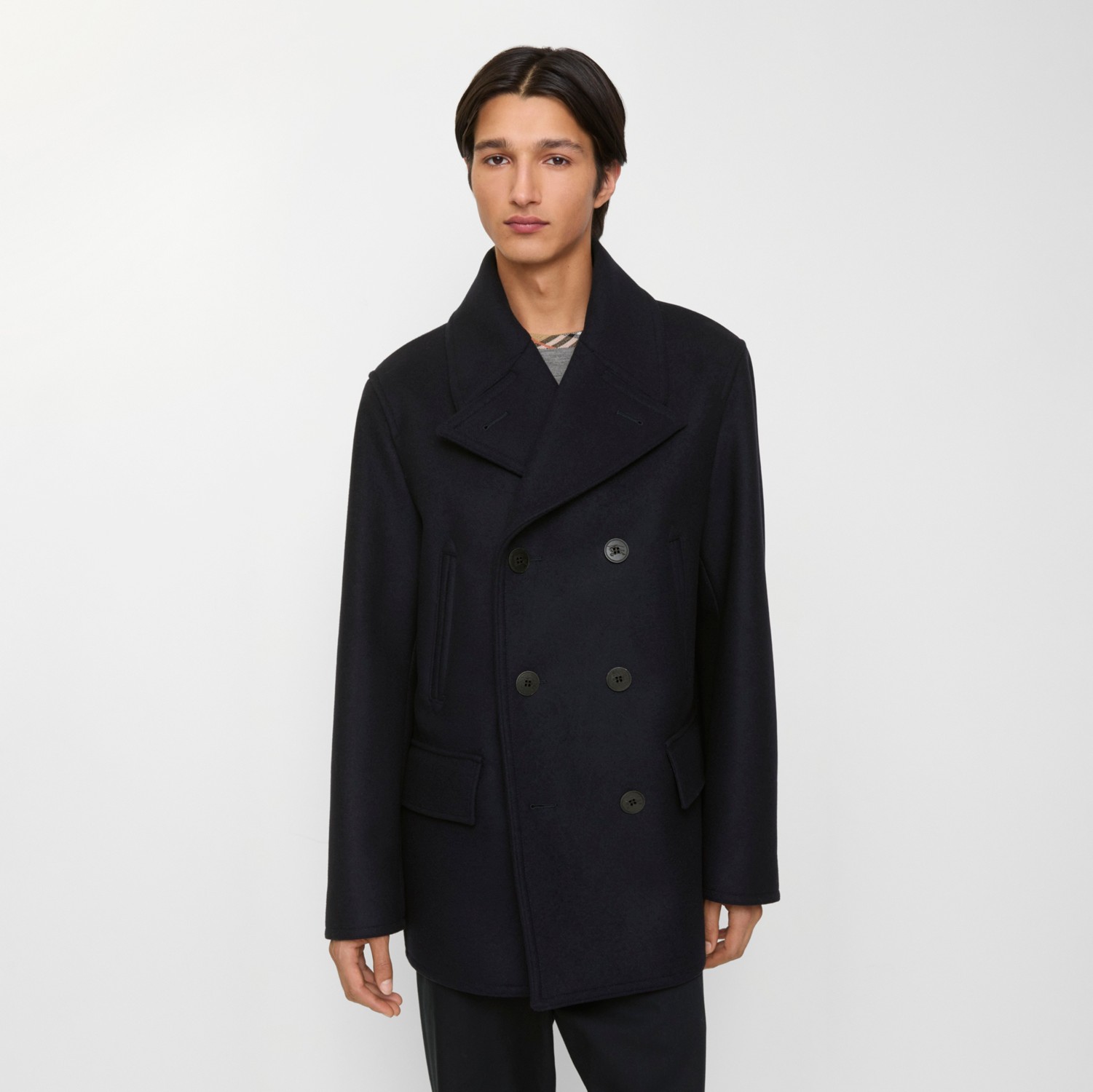 ウール ピーコート (ネイビー) - メンズ, ウール | Burberry®公式サイト