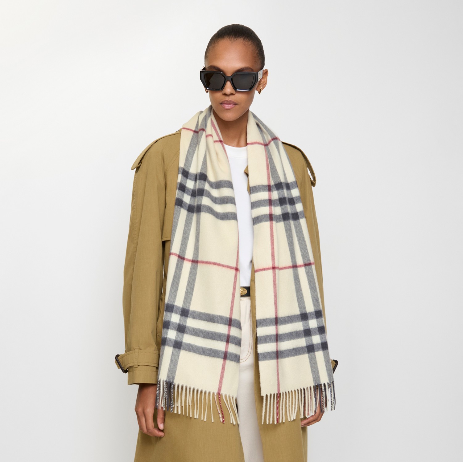 チェック カシミアスカーフ (ストーン) | Burberry®公式サイト