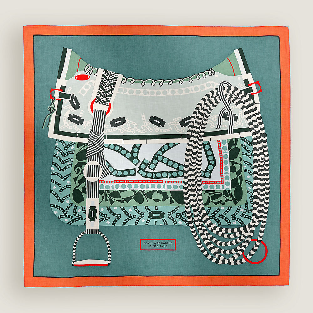 Montura de Gaucho shawl 140 - Green | Hermès Canada