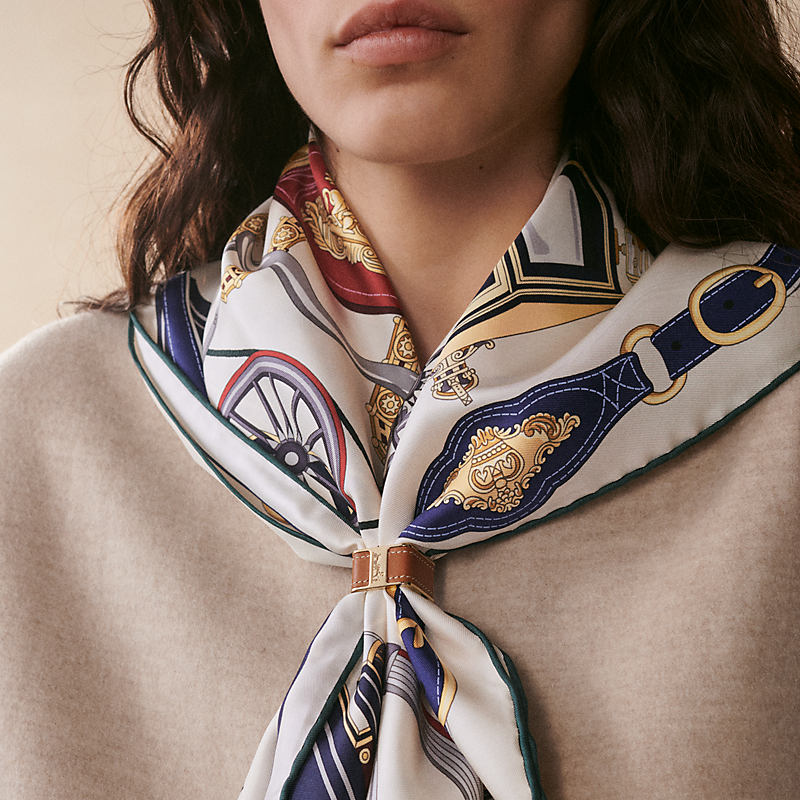 Bolduc Sellier scarf 90 ring - Brown | Hermès USA