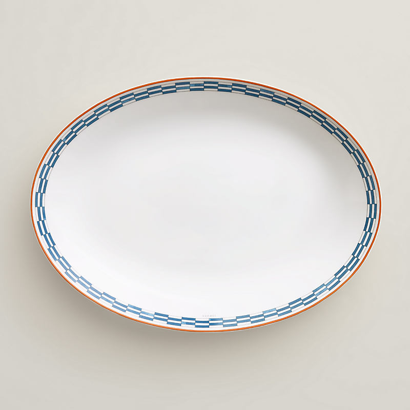 Hermès en Contrepoint oval platter - Brown | Hermès USA