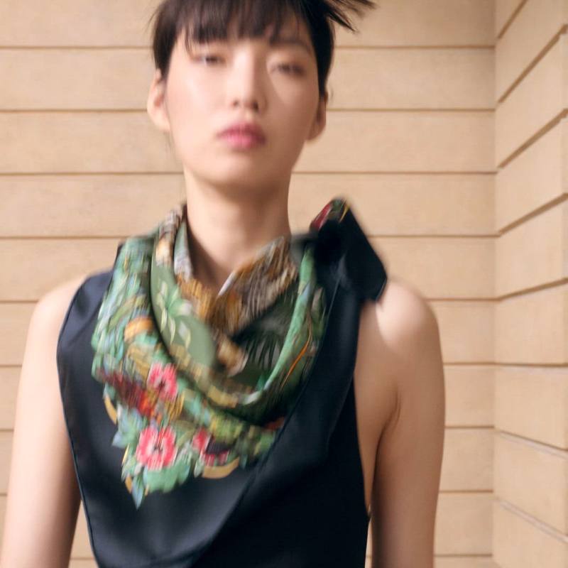 Jungle Love forever scarf 90 - Blue | Hermès Canada