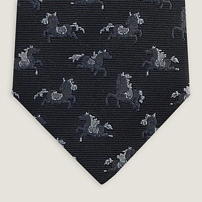 シルクツイルタイ 7 cm 《ドゥブル・ボーシェ》 - ブラック | Hermès