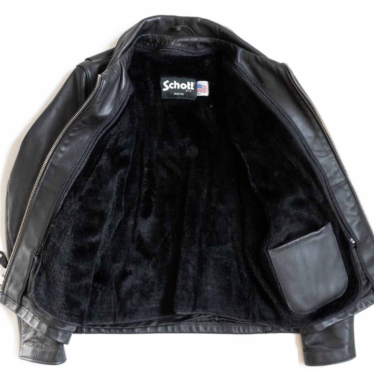 美品】SCHOTT【643/シングルライダースジャケット】42 ボアライナー