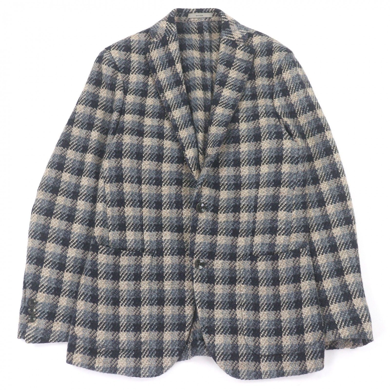 極美品□BOGLIOLI ボリオリ ウール リネン DOVER チェック柄 シングル