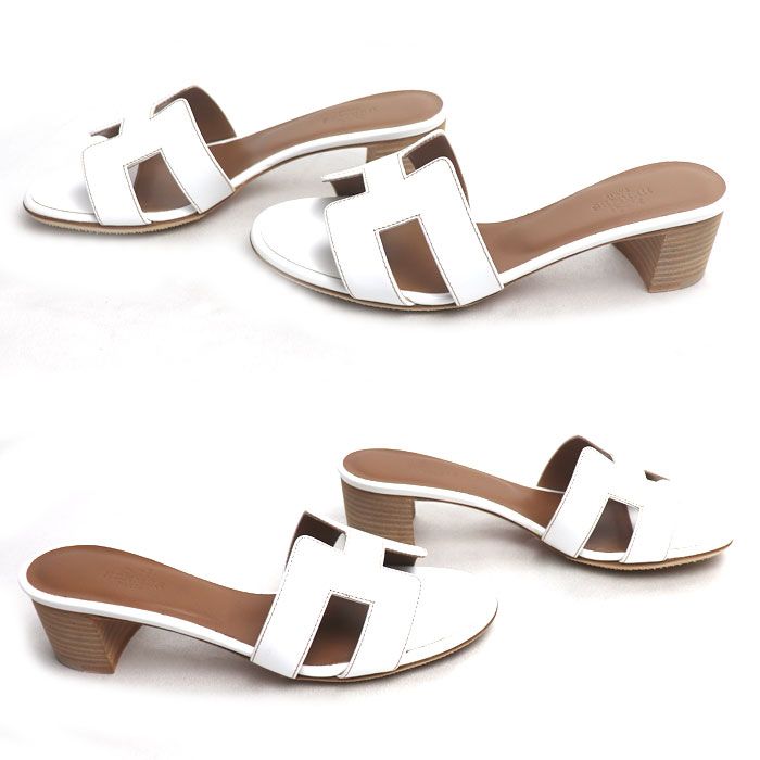 HERMES エルメス オアジス サンダル ホワイト 35 1/2 レディース 中古