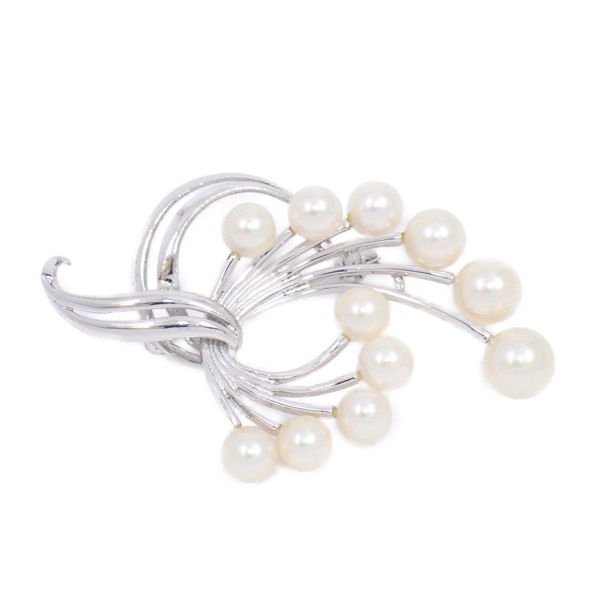 ジャンク品】MIKIMOTO ミキモト フラワーモチーフ ブローチ シルバー