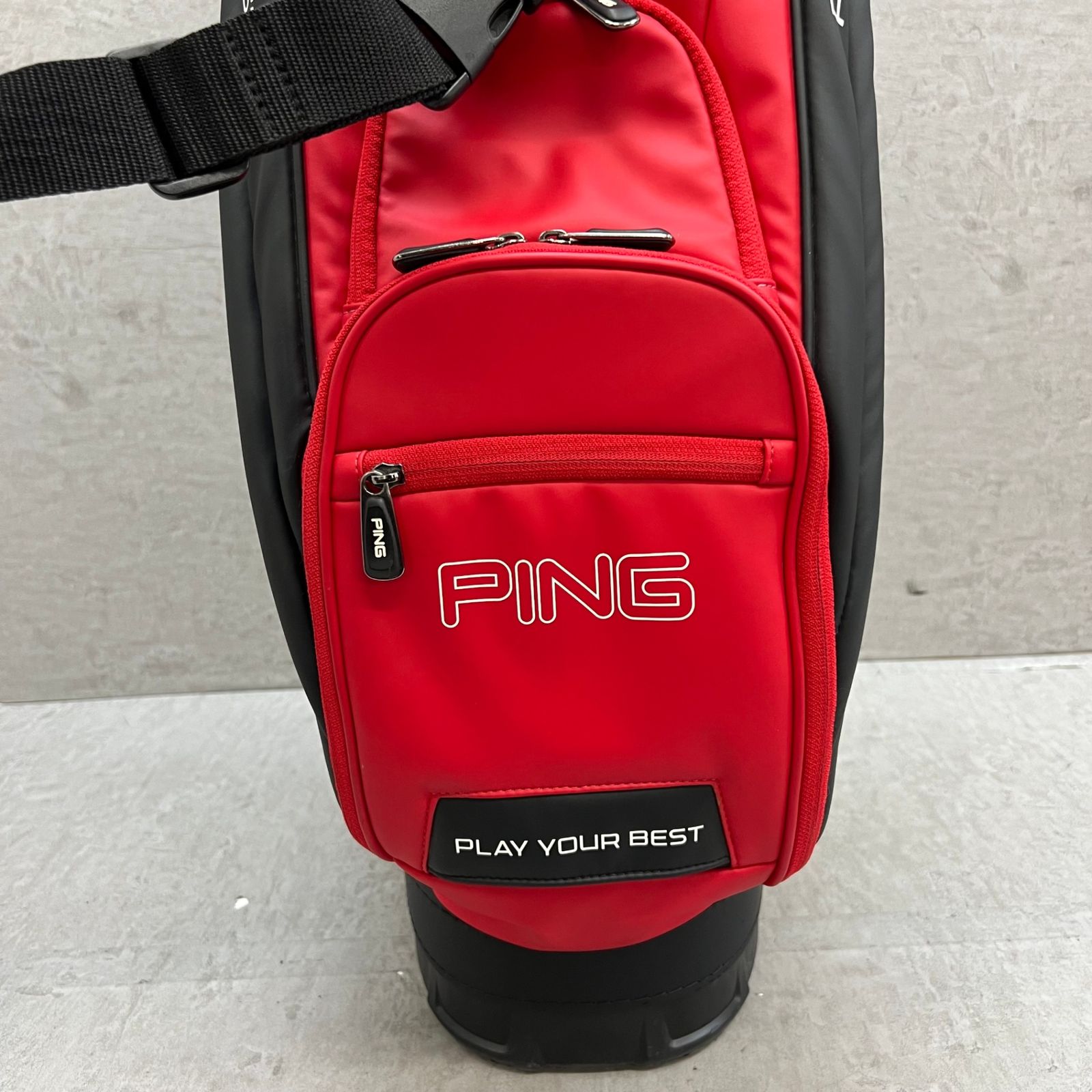 PING ゴルフ キャディバッグ カート式 約9型 合成皮革 ブラック 黒