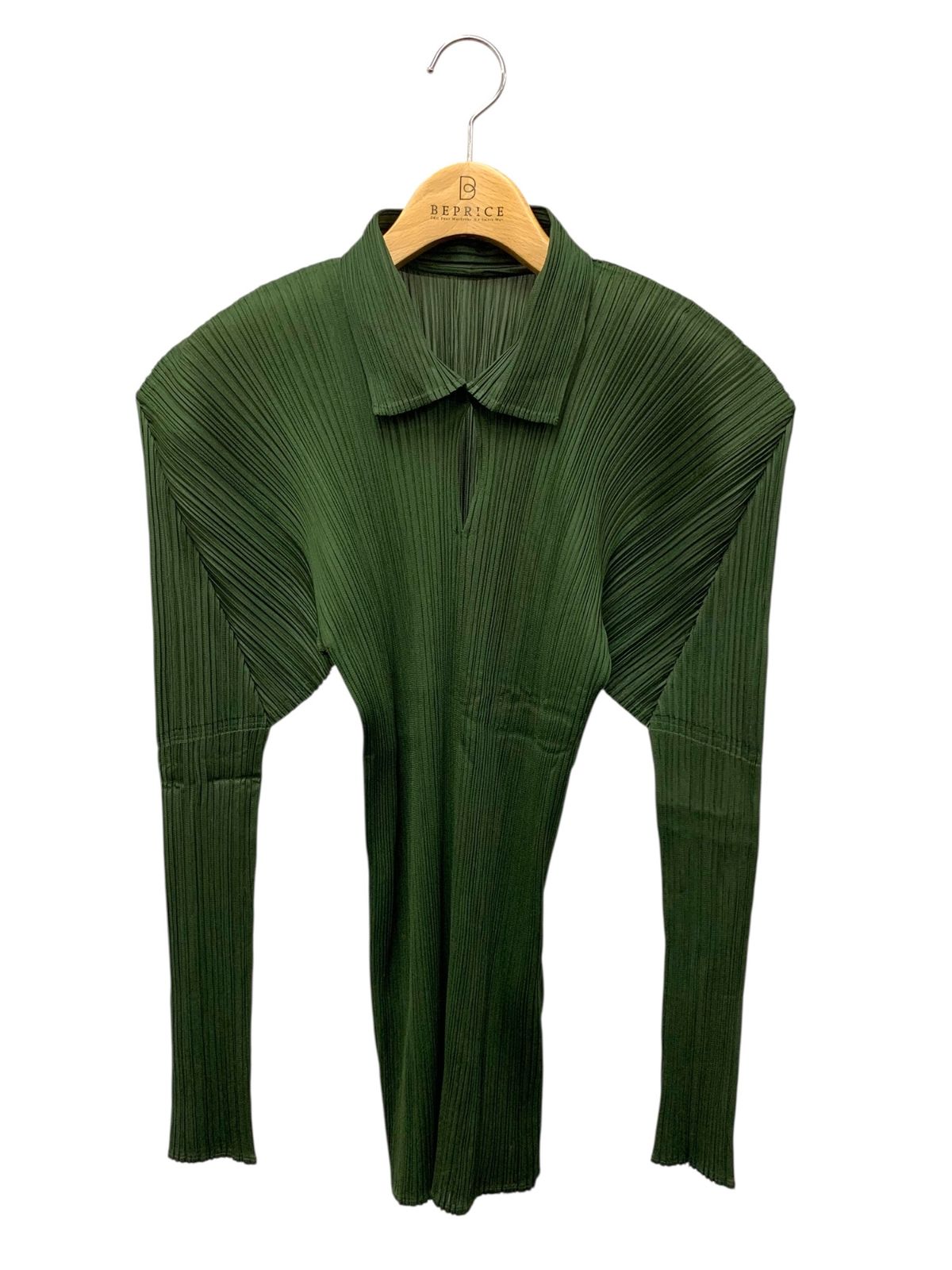 プリーツプリーズイッセイミヤケ PP04-JK606 カットソー 3 グリーン 襟