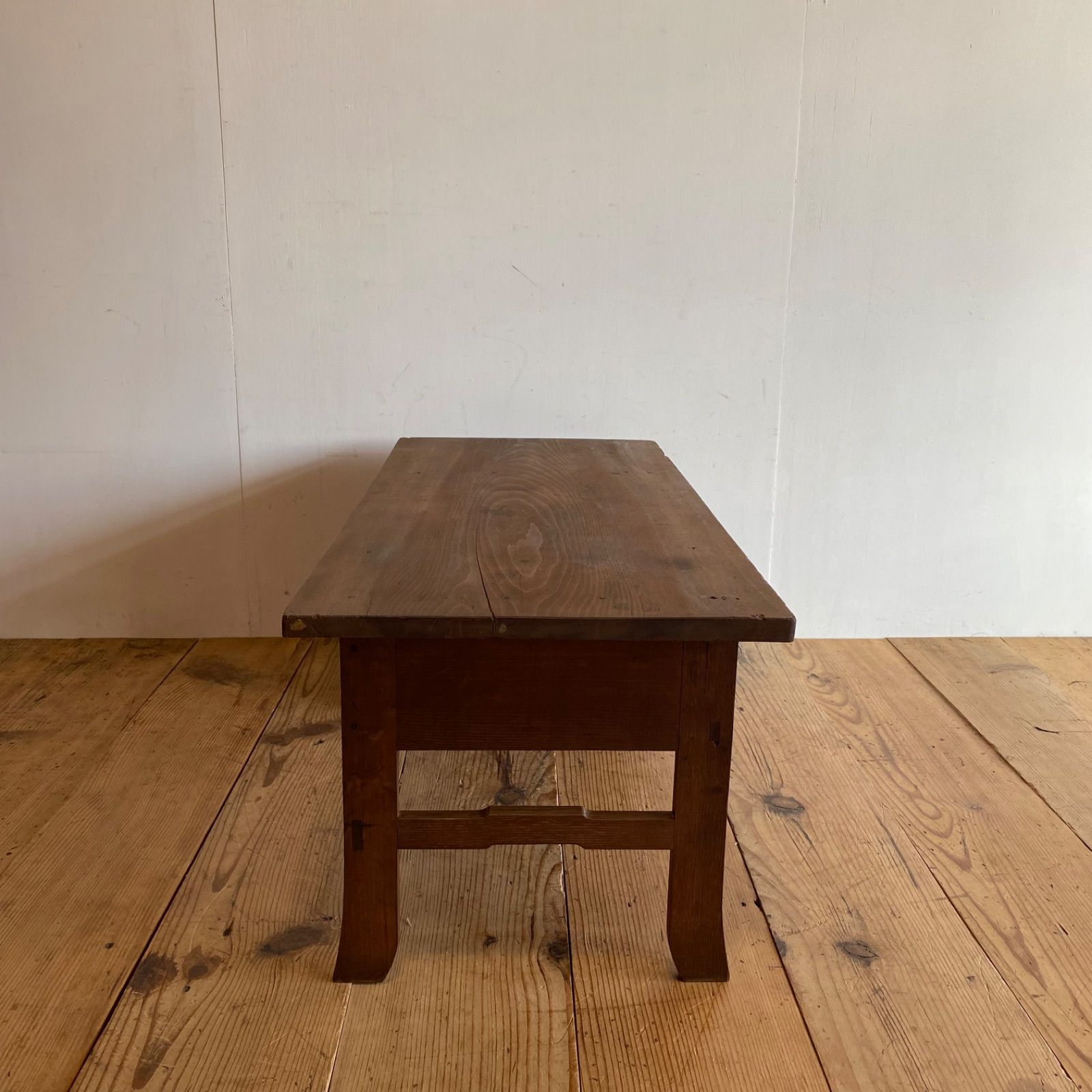 アンティーク 木製デスク ローテーブル 机 作業台 古家具 引き出し