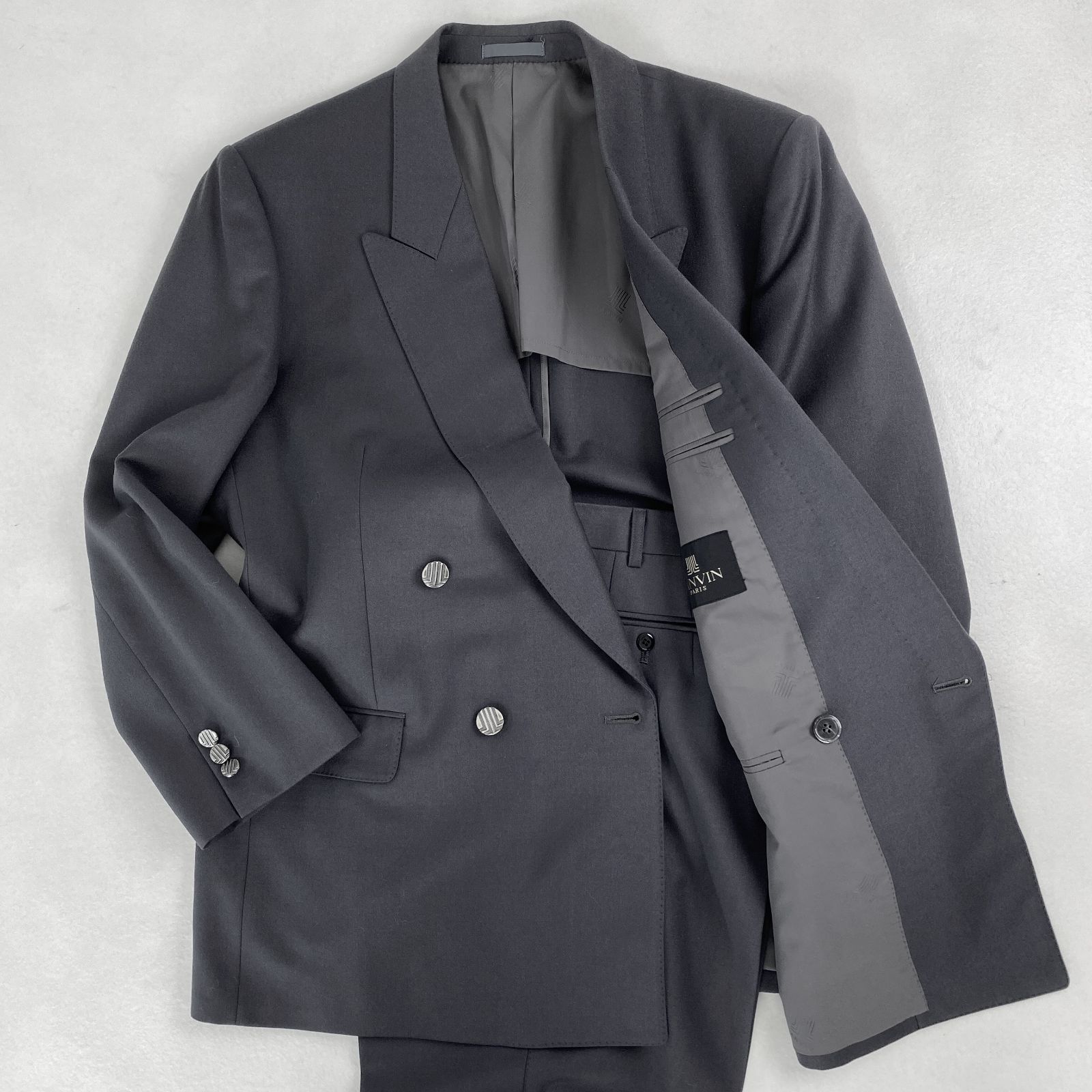 ランバン スーツセットアップ ダブルスーツ LANVIN PARIS グレー L・XL