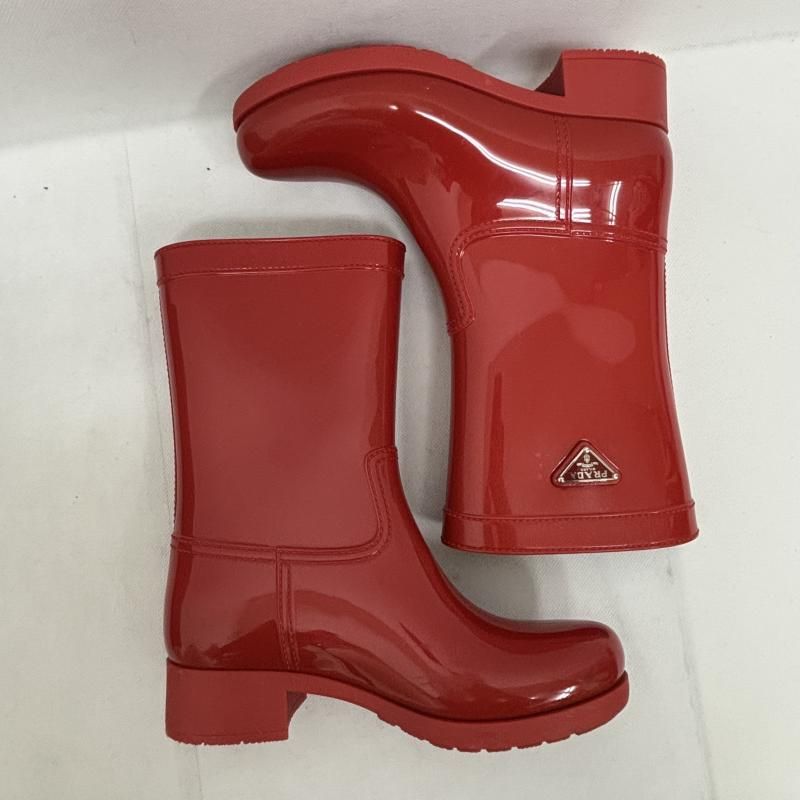 プラダ レインブーツ トライアングルロゴ ボルドー サイズ35 22.5