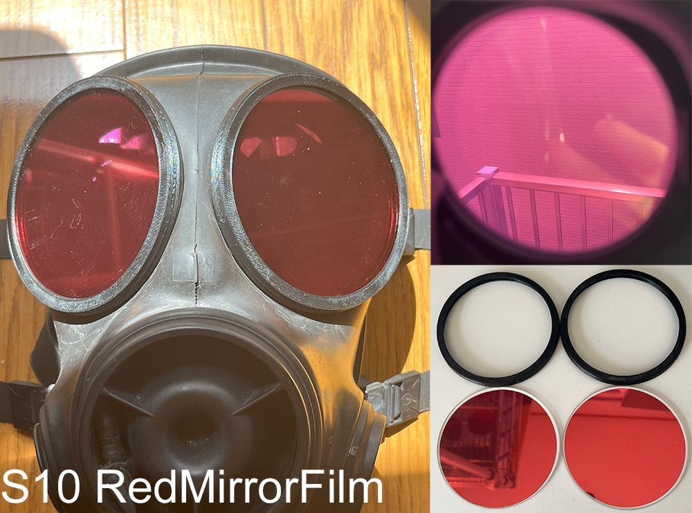 イギリス軍S10ガスマスク用レンズ レッドミラーフィルム GasMask ABS外
