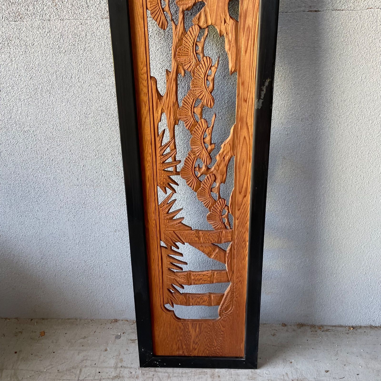 欄間 2枚セット 木彫 彫刻 和室 床の間 らんま 昭和 リフォーム - メルカリ