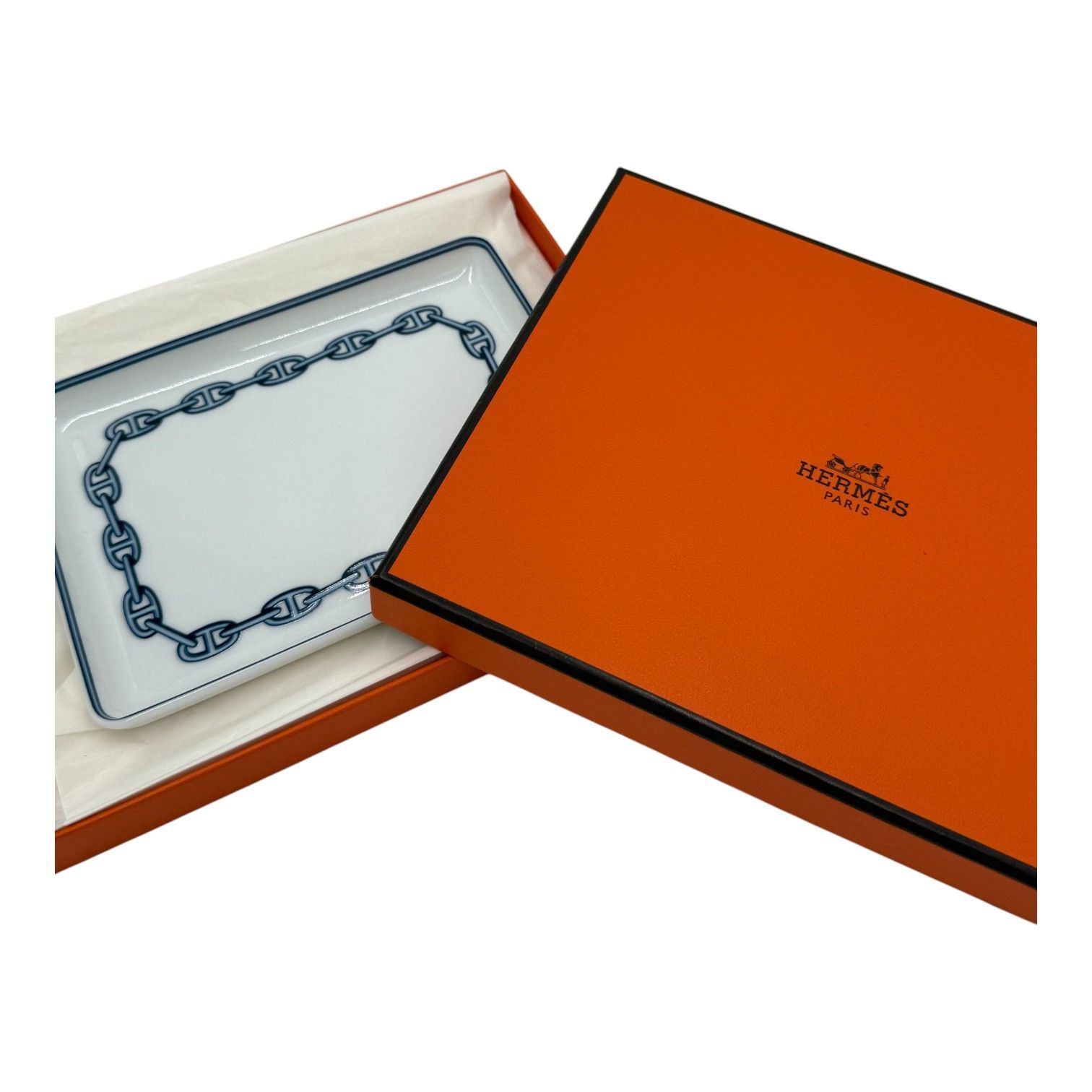 美品 HERMES エルメス シェーヌダンクル スクエアプレート トレイ皿