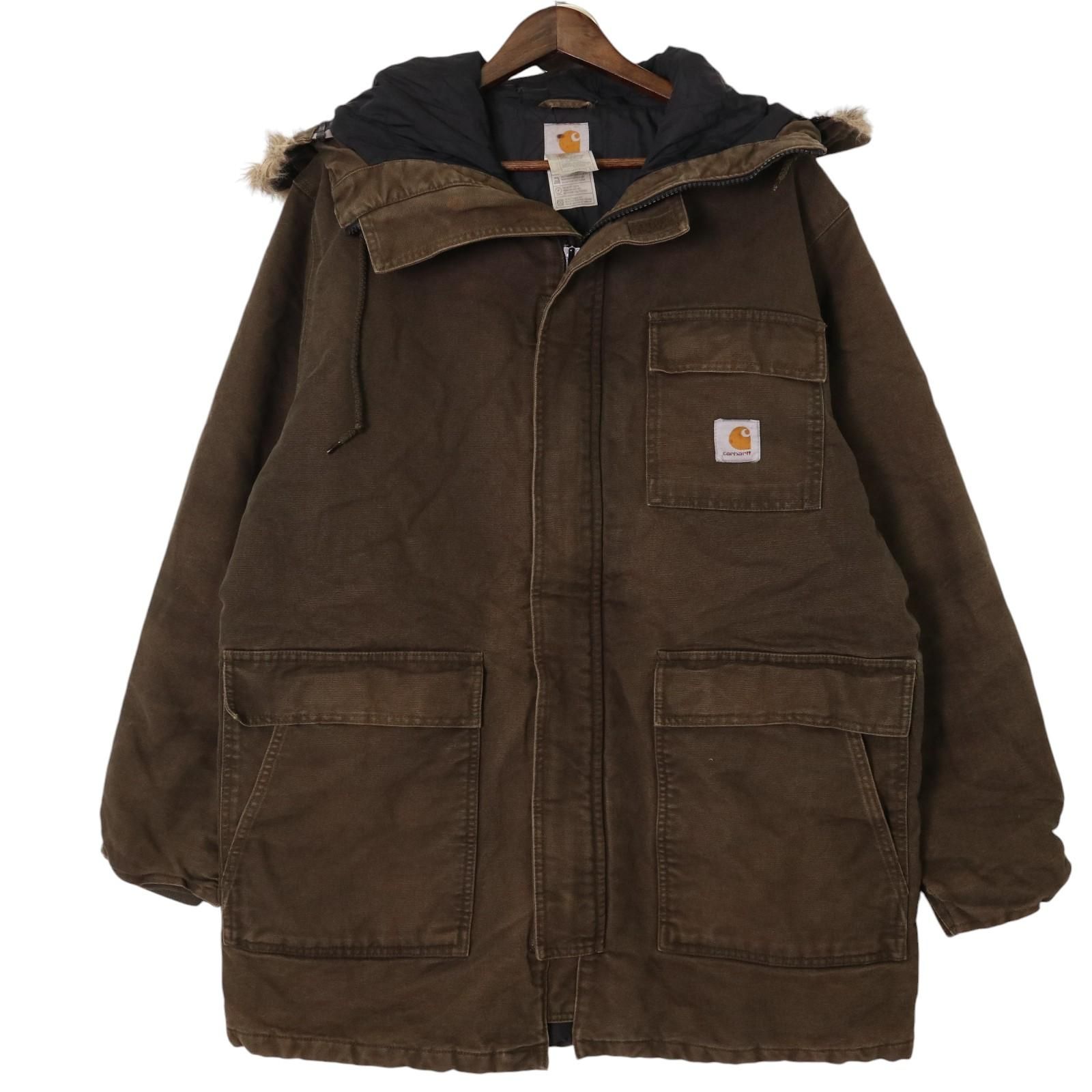 00年代 Carhartt カーハート シベリアンパーカー ワーク ブラウン