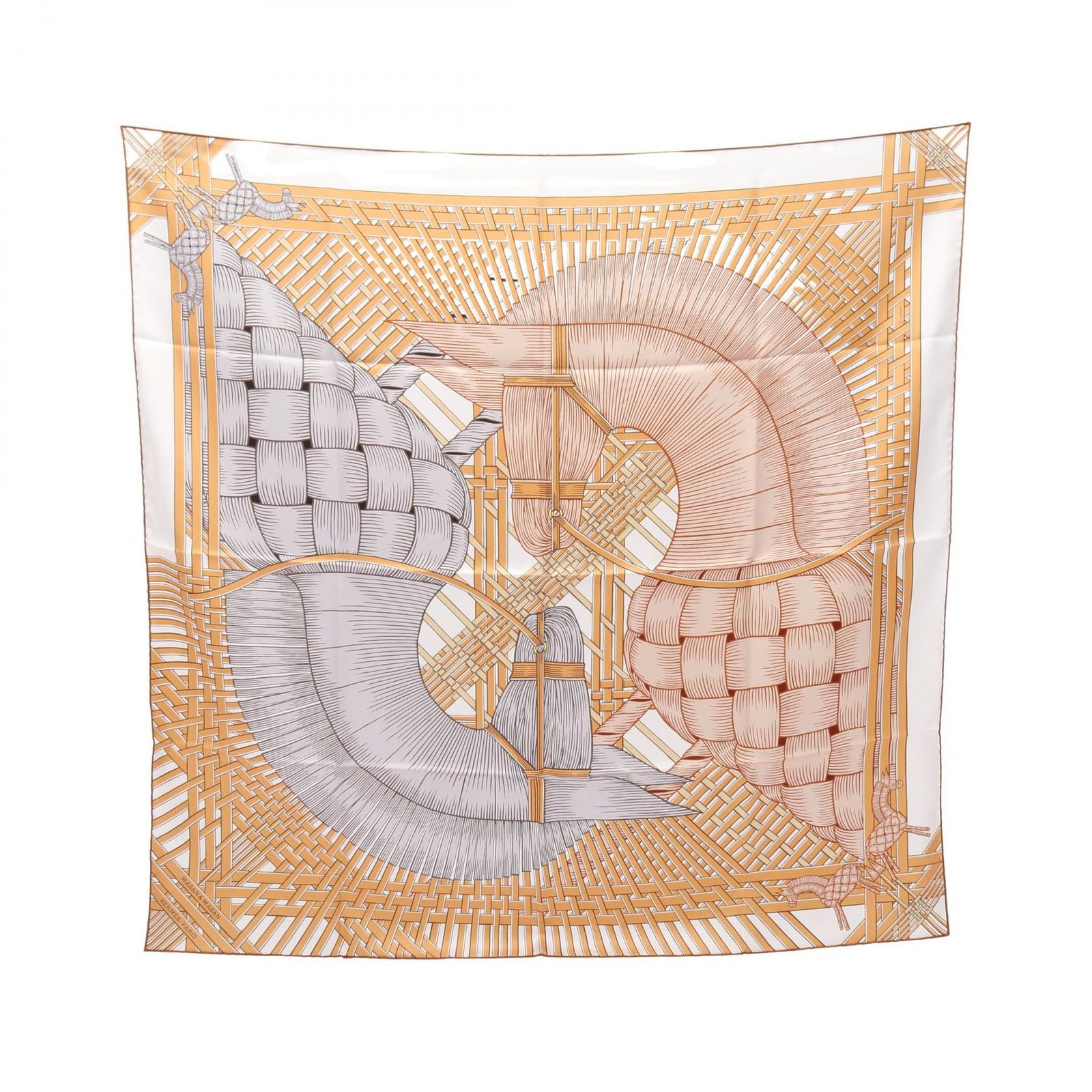 エルメス HERMES スカーフ カレ90 Masan&Masan シルク カレ90