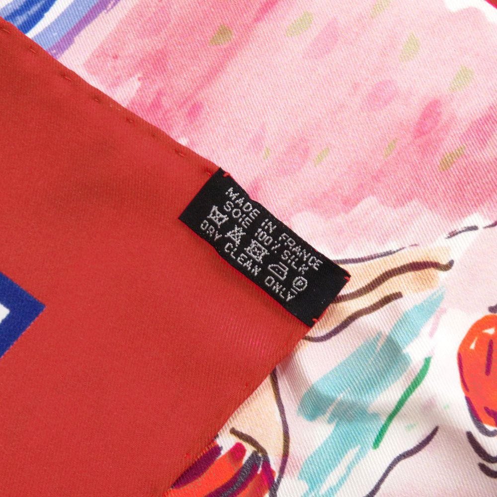 美品 エルメス カレ70 BAIN DE MER 海水浴 シルク マルチカラー