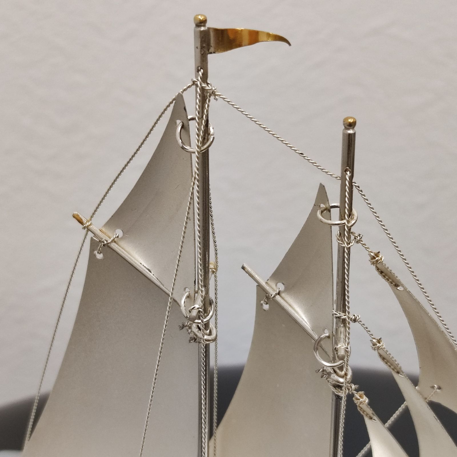 銀製ヨット 金属工芸 985刻印 シルバー ガラスケース入り 外箱付 2本